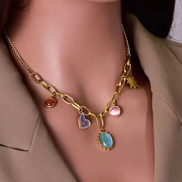 Boho Style Chic Gold Plated Necklace - Picture 5 of 7